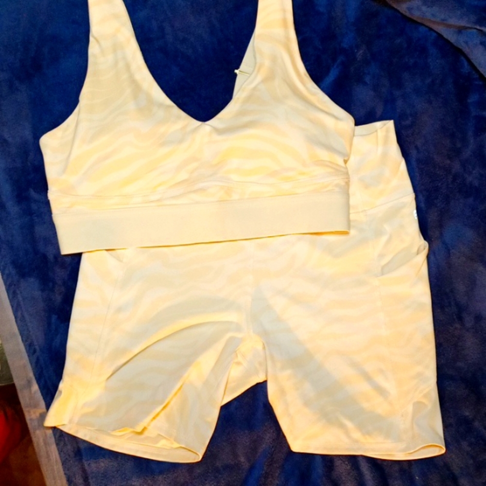 Sports bra and biker shorts